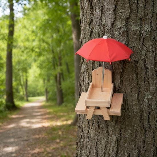 Baizihuahu Squirrel Feeder with Umbrella, Feeders for Outside, Picnic Table Feeder, Chipmunk Hold Corn, Corn Cob, Peanut Garden Yard Patio Tree Decor