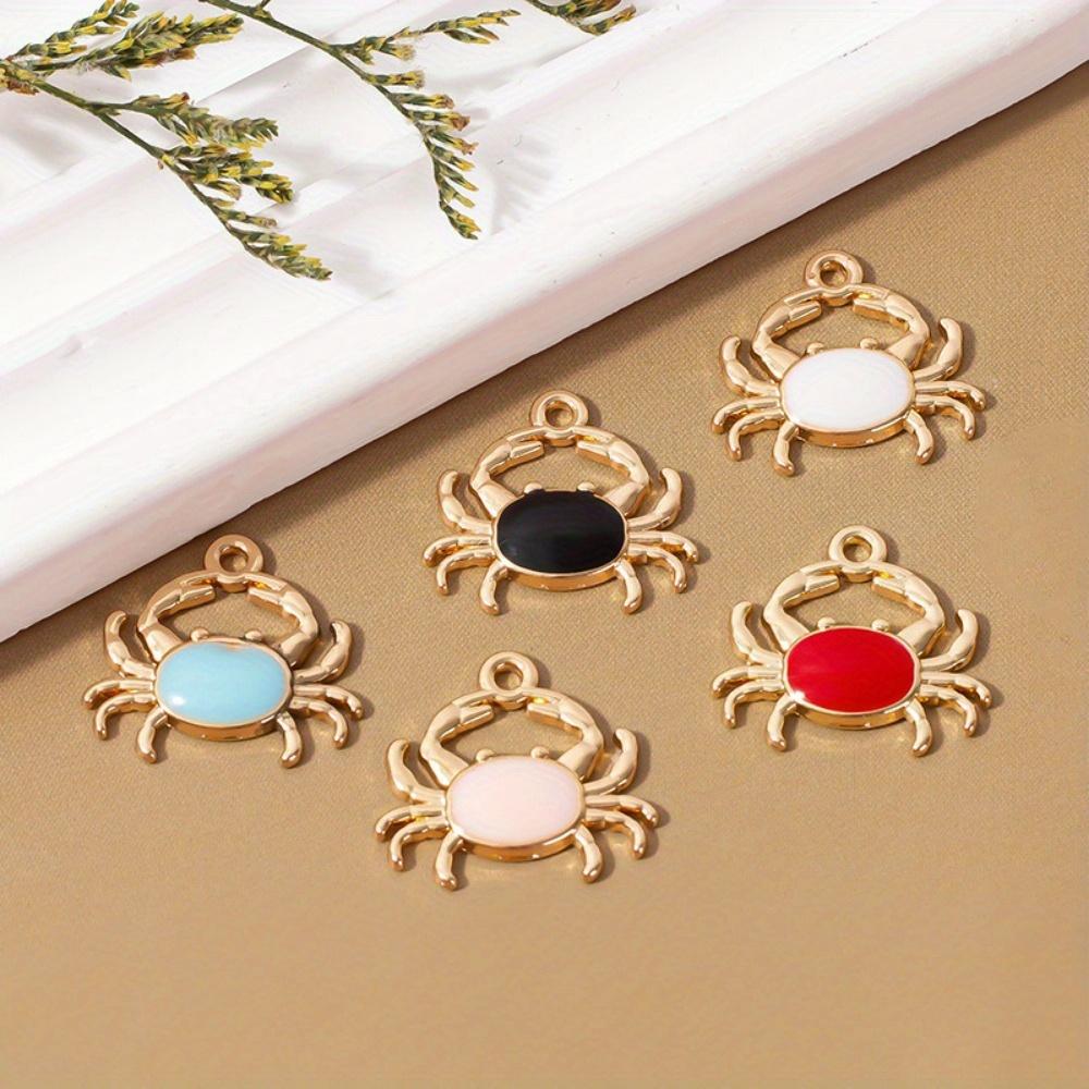 5/10/20pcs Marine Animal Pendant Simple and Elegant Solid Color Crab Keychain DIY Pendant Alloy Drip Oil Necklace Bracelet Accessories