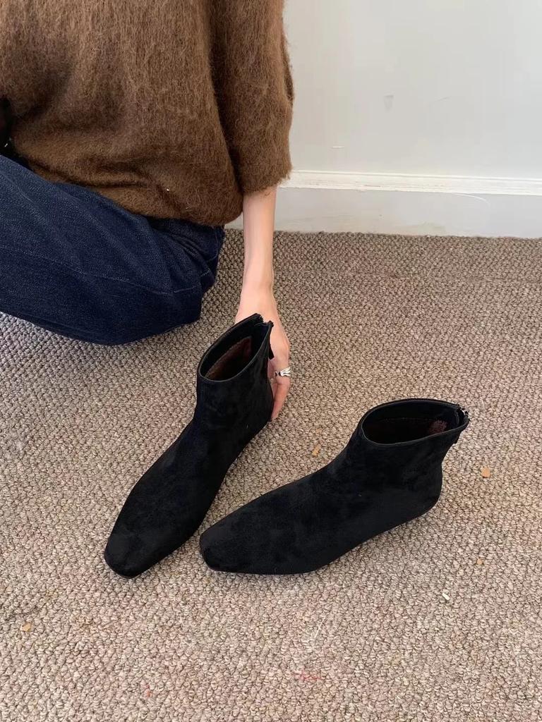 Vintage Suede Woman Stretch Slim Short Boot Casual Low Heel Shoes Autumn Ladies Party Mordern Ankle Shoes  New