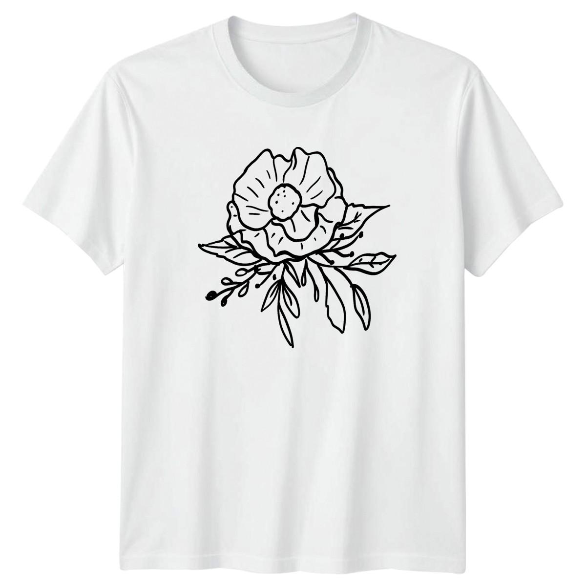 Elegant Flower Line Art T-Shirt Botanical Nature Birthday Gift For Him And Her XL