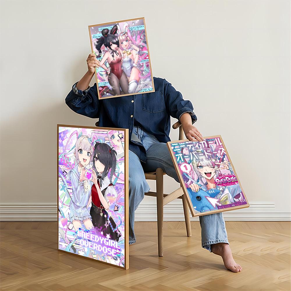 Needy Girl Overdose Game Self-adhesive Poster Fancy Wall Art Sticker for Living Room Bar Game Decorative Painting Aesthetic Art