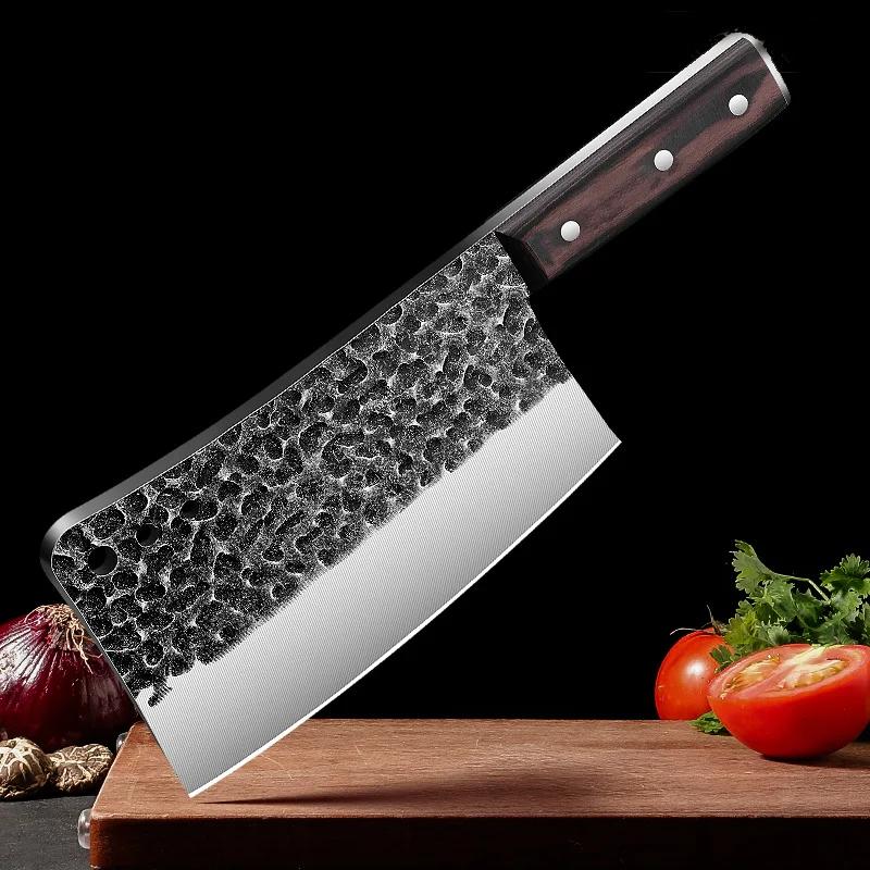 Longquan forged kitchen knife household kitchen manganese steel tool set slicing knife chopping knife bone knife
