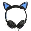 Cat Ear Wired Headphone Noise Reduction Cute Kids Cartoon Headset with LED Light for Tablets Computers Cell Phones