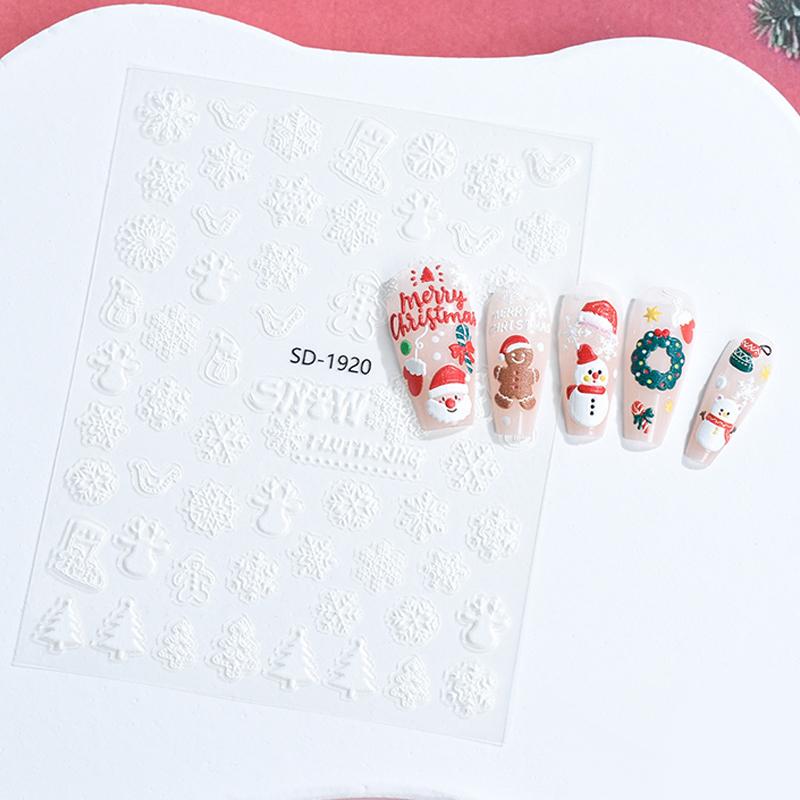Christmas Lovely Cartoon Bowknot Santa Claus Snowman Christmas Tree Elk Snowflake Nail Art Stickers Xmas Cute Manicure Decals
