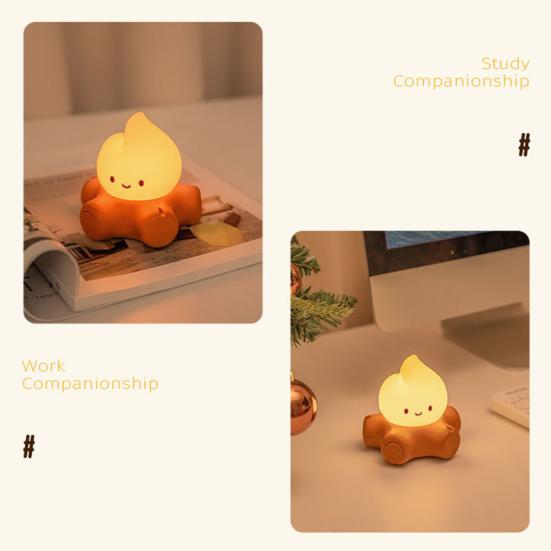 Night Light Long Battery Life USB-C Charging Bonfire Shape BPA-Free