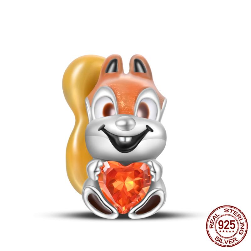 Fit Charms Fororiginal Bracelets Animal Series Flower Rabbit Holding Heart 100%Copper Jewelry Making For Women Gift