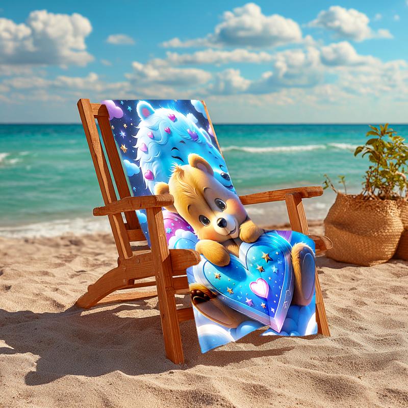 1Pc Teddy Bears Clouds Beach Towel, Quick Dry, Multi-Use for Beach Pool Gym Yoga Home Travel, Christmas, Halloween, Xmas Gift M928209
