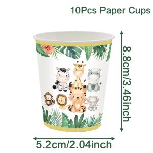 Jungle Safari Disposable Tableware Paper Plates Cups Animal 1st Wild One Birthday Party Decor Kids Baby Shower Supplies Woodland