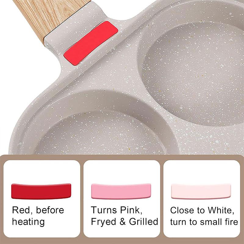 Deepened Egg Frying Pan with Lid 4-Cup Nonstick Granite Omelette Pan Skillet Pancake Pan Healthy Breakfast Egg Cooker Pan