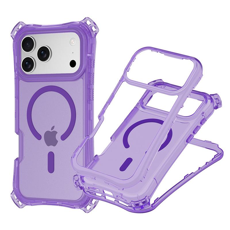 For Apple 17 Mobile Phone Case for IP17PROMAX Three-in-one Skin-sensitive Magnetic Phone Case Small Four-corner Lanyard