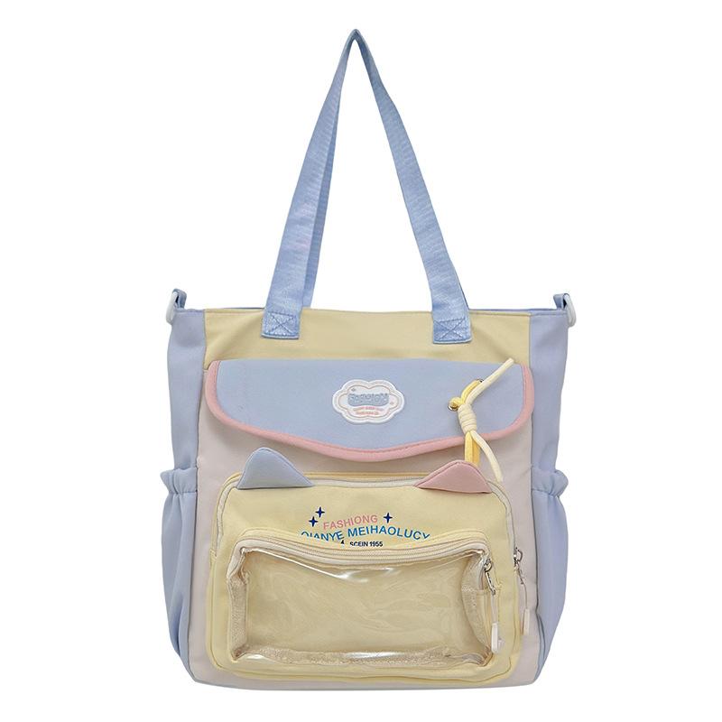 

Сумка-тоут вітрового стилю високої цінності, сумка на плече для дівчинки-підлітка, мила сумка-ітабаг великої місткості, дофамінова сумка через плече. single package синій