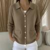 Women's Knit Cardigan Sweater with Button Front and Pockets