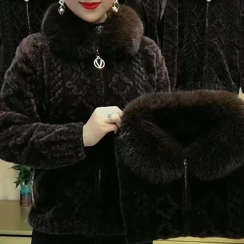 High-end Women Fur Coat Faux Mink Velvet Overcoat  New Female Thickened Fur Integrated Warm Coats Femme Short Top Winter