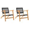 VidaXL Lot de 2 Chaises de Jardin, Sièges de Patio, Meubles de Terrasse Arrière-cour Extérieur, Noir Résine Tressée et Bois 365868