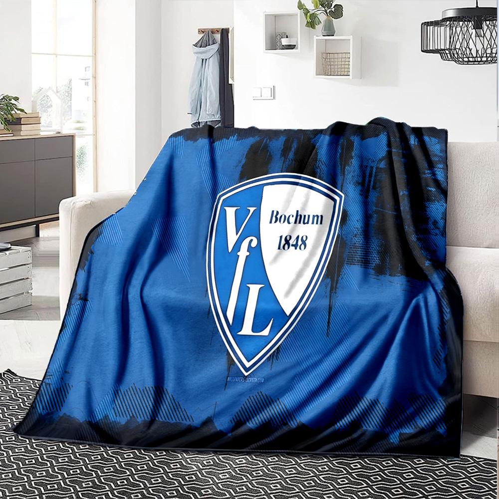 Bochum Crest Flannel Blanket, Soft Polyester, Modern Design, All-Season for Camping, Travel, Gifts for holidays or birthdays