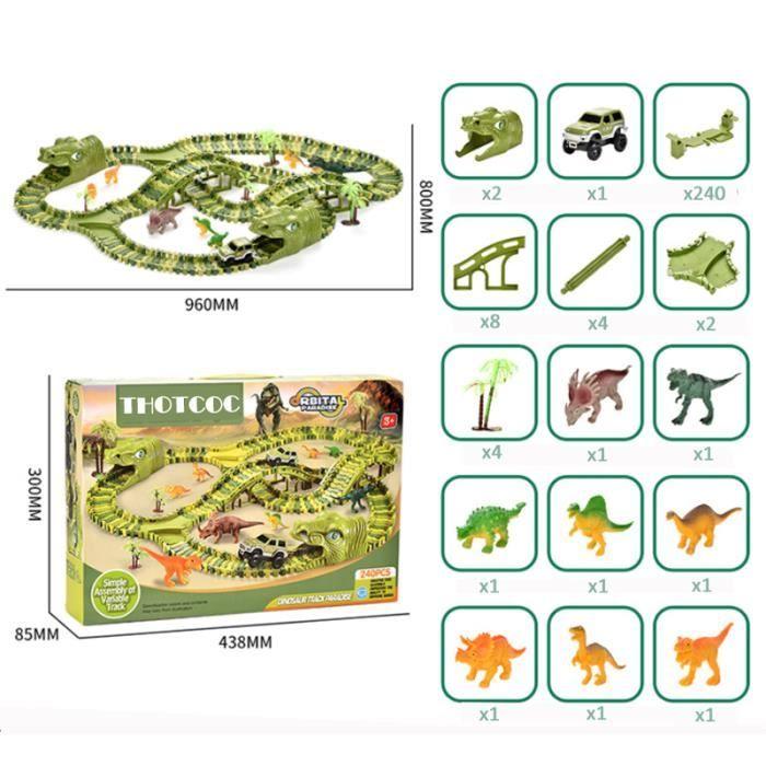 THOTCOC Dinosaur Car Track - Construction Toy for Children Ages 3 and Up - 269 Pieces