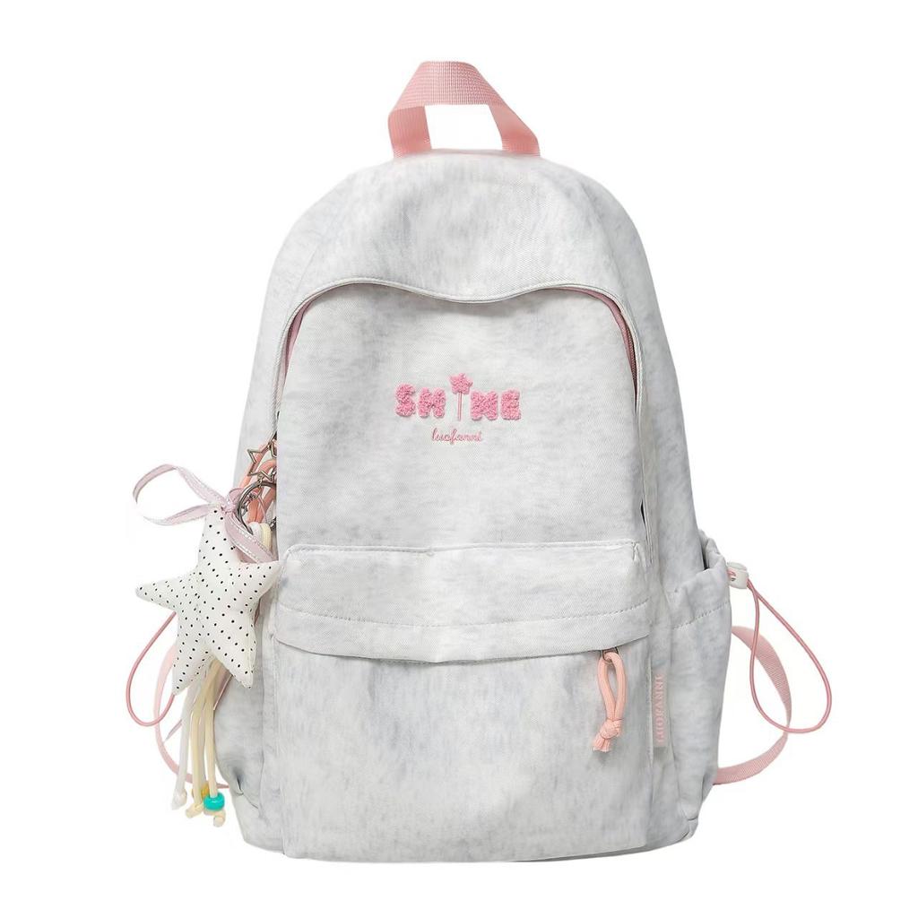 Schoolbag Japanese ins Spring outing versatile schoolbag niche design American retro large-capacity backpack travel lightweight backpack