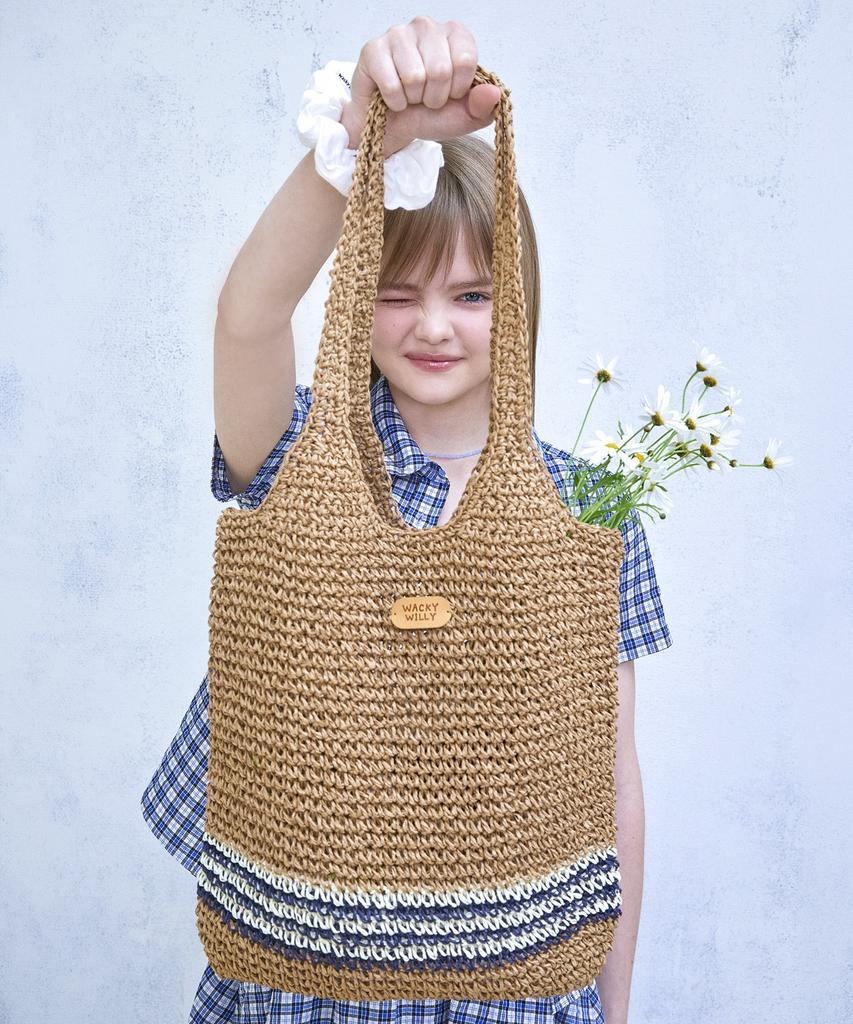 Wacky Willy Women'S Rattan Tote Bag Beige