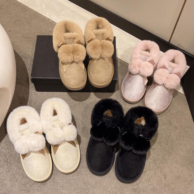 Flat with Ankle Snow Boots Winter Slip-on 2024 High Quality Ladies Shoes Round Toe Low Heel Solid Sewing Concise Women's Boots