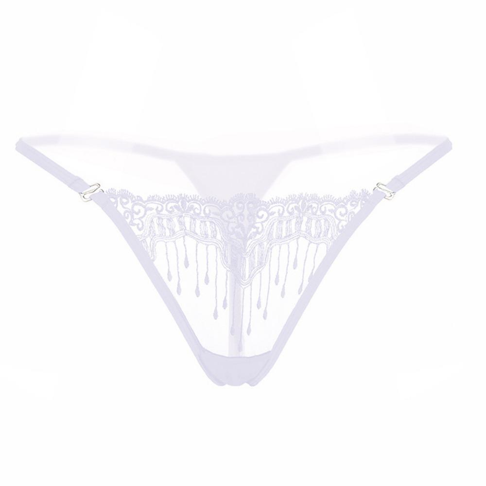 Big-name Embroidered Transparent Thong Women's Sexy Embroidered Panties with Thin Straps To Seduce Hot Girls T-pants 2153