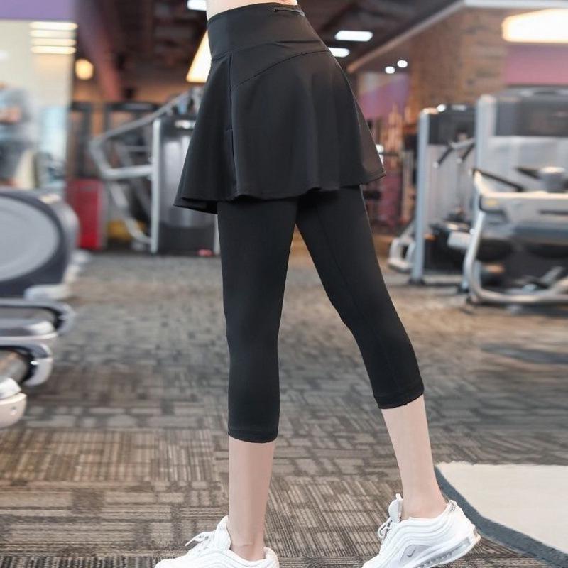 High-Waisted Two-in-One Skirt Leggings - Quick-Dry, Hip-Lifting Yoga and Running Pants