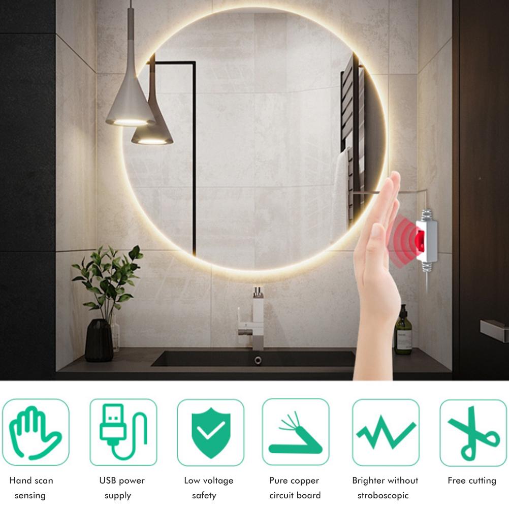 Waterproof LED Strip Smart Hand Sweep Sensor Light Bar USB Stepless Dimming Lighting Strip for