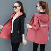 Two-sided Windbreaker Jacket Women's Mid-length Spring and Autumn Loose Large Size Hooded Spring Top Trend