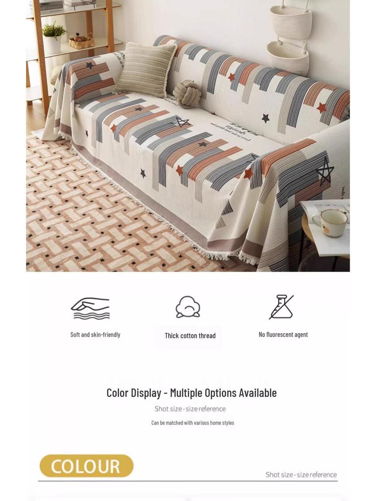 Waffle Sofa Slipcover: Full Cover, Anti-Slip, Anti-Cat Scratch, Universal, Four Seasons Blanket.