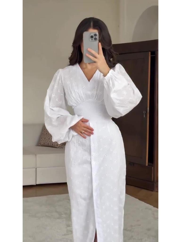 2025 European & American Elegant Women's Long Sleeve Summer Dress with Casual Long Skirt