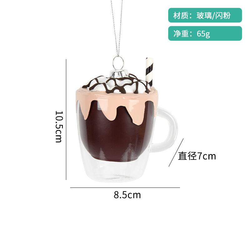 Christmas Decorative Creative Hand-Painted Glass Pendant Fun Cake/Drinks/Food Shaped Xmas Tree Hanging Ornaments New Year Gifts