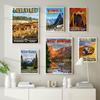 National Park Print Mountain Vintage Art Canvas Painting Travel Cities Posters Retro Landscape Wall Art Picture for Living Room