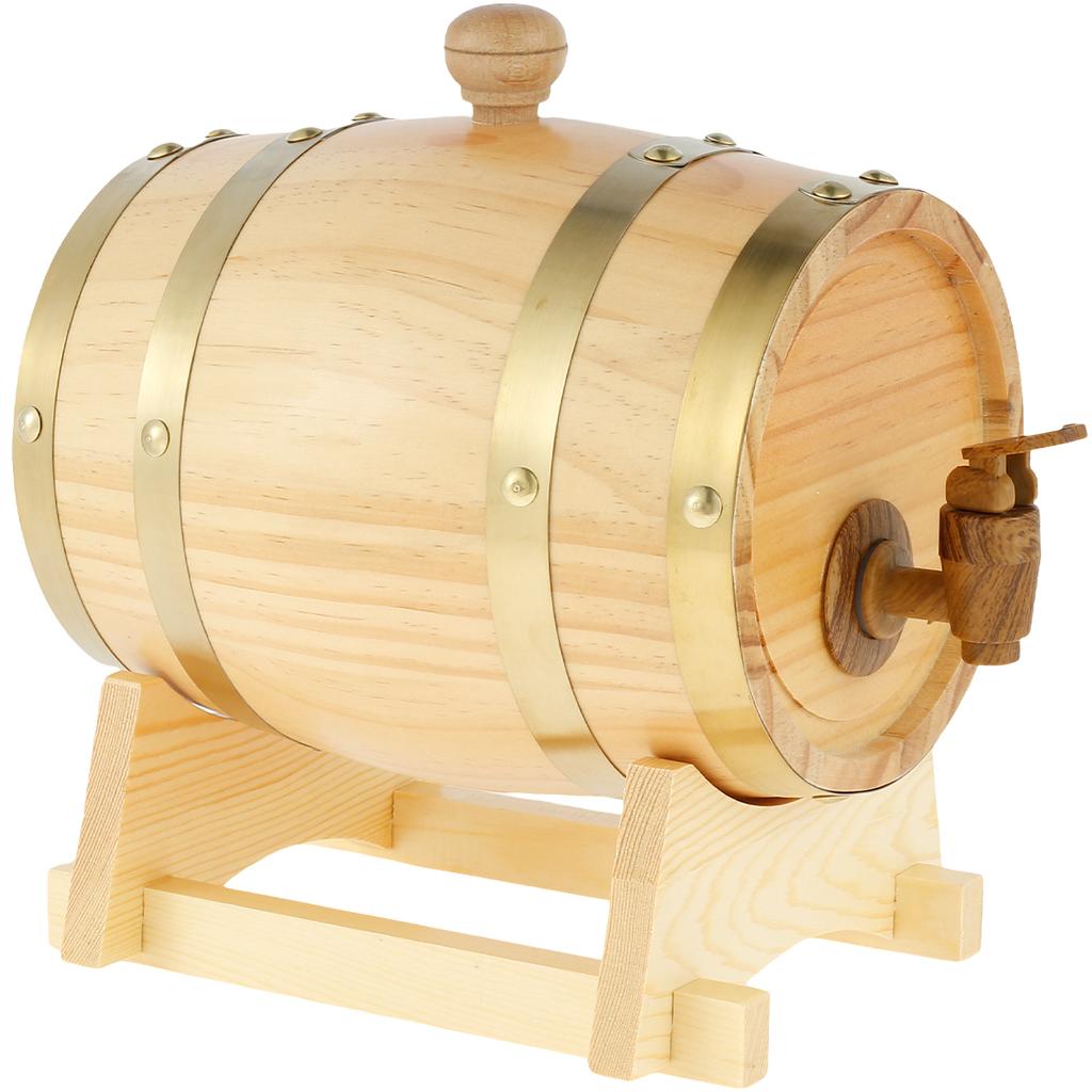 1.5L Vintage Wooden Timber Wine Barrel for Whiskey Rum Port Wood Beer Barrel Sealing Brandy Bucket Dispenser Wine Storage