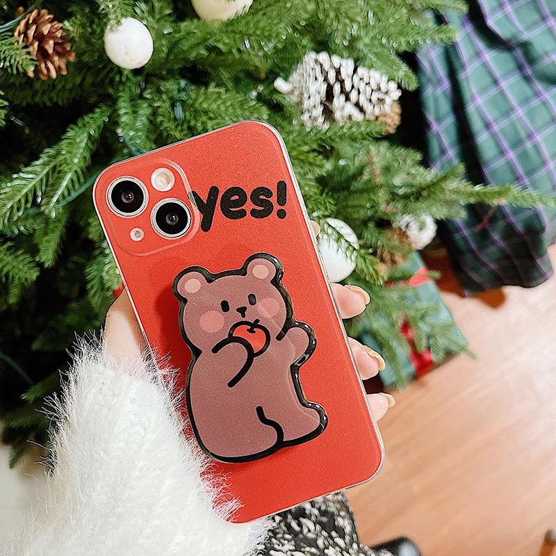 Прозрачный чехол Zhitai с подставкой в виде медведя для Apple iPhone 14 Pro, Huawei, OPPO, Vivo
