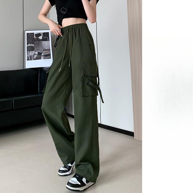 

Summer Pink Thin High Waist Thin Drape Pocket Casual Wide Leg American Quick Drying Sweatpants XL