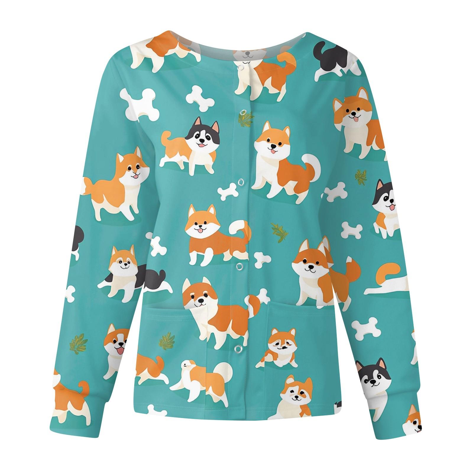 

Женская повседневная модная куртка с длинным рукавом, стоячим лацканом, однобортная, с милым принтом животных, рабочая куртка, топы XL