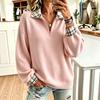 Women's Long Sleeve Half Zip Sweatshirt with Stand Collar Casual Pullover
