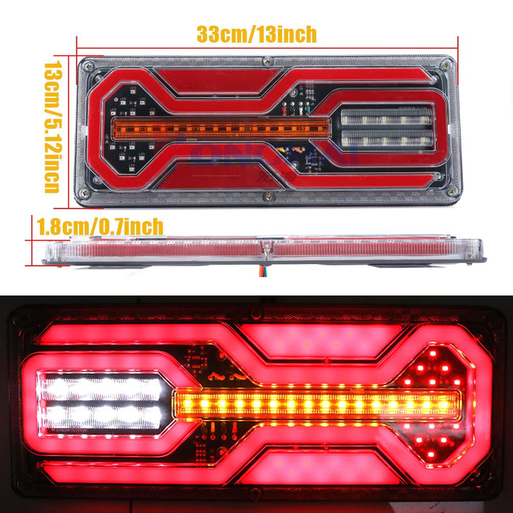 2PCS 24V LED Truck Rear Lights with Turn Signal LED Tail Lights Brake Reverse Indicator for Campers Cargo RV Tractor Taillights 24V