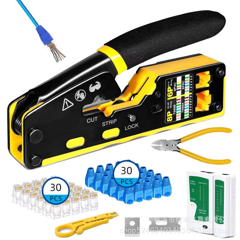 Dual-Use RJ45/RJ11 Pliers & Network Cable Repair Kit for Cat5e/Cat6