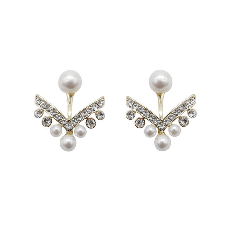 Damen Ohrringe Perlen- und Diamantohrringe Vor und Nach dem Hängen Federn Temperament Sanfte Vielseitige Ohrringe Weibliche Senden Freundinnen