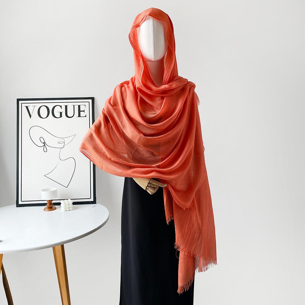 180 * 90 Cotton And Linen Scarf Sunscreen Folds Solid Color Human Cotton Silk Scarf Shawl Multi-Color Yarn Headscarf Women