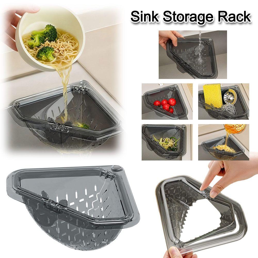 Triangle Sink Storage Rack Kitchen Drain Basket Corner Organizer for Fruits Vegetables Dishes Sponge Space Saving Kitchen Gadget