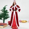 Vánoční kostým s velkým lemem Lehký klasický červený bílý patchwork Santa Claus Queen Cosplay Festival Oblečení Měkké