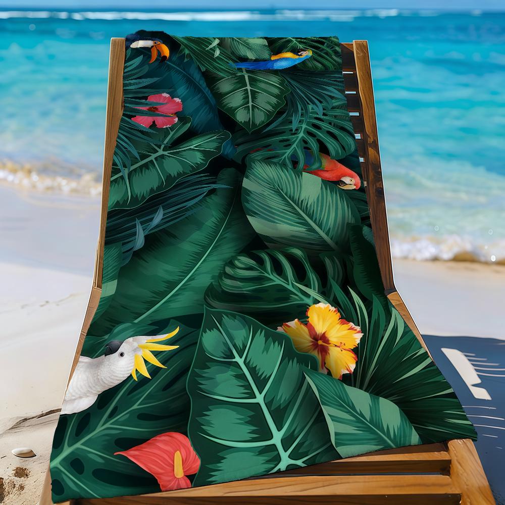 Island Vibes Tropical Leaf-Print Towel Quick Drying Beach Towels Are Suitable For Swimming Pools Camping Yoga And The Gym