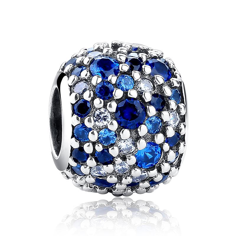 Copper Full Diamond Charms Colorful Heart Blooming Rose Round Beads Pendant Fit Original Bracelets Necklace Jewelry