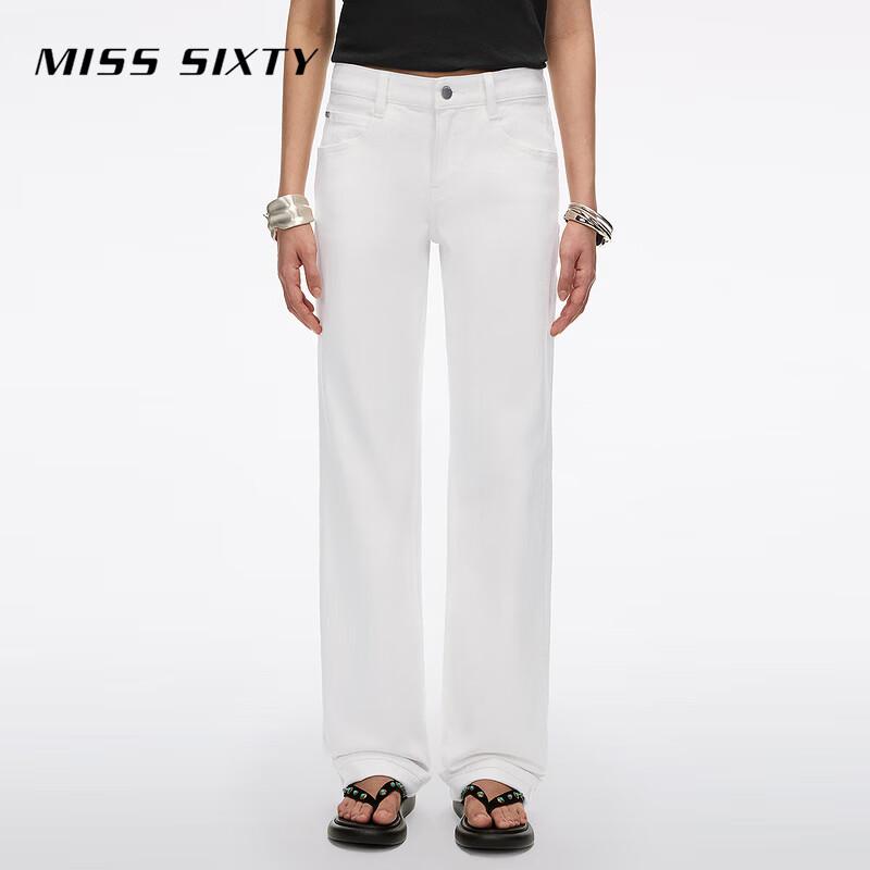 MISS SIXTY Women s Low-Rise White Straight-Leg Jeans 25