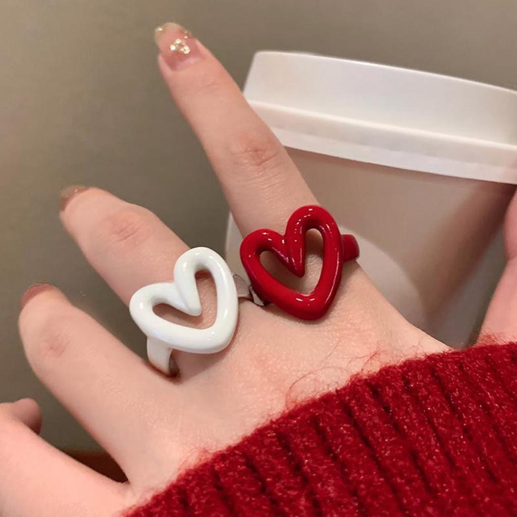 Bequeme Passform Hohl Geometrische Herzringe Vielseitig für Jeden Anlass Unisex Schmuck