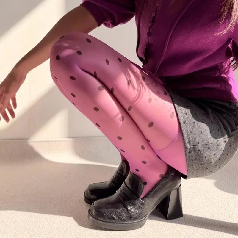 Ultra Thin Translucent Polka Dot Stockings Vintage Sexy Slimming Pantyhose Elastic Comfort Tights For Ladies Fashion Hosiery