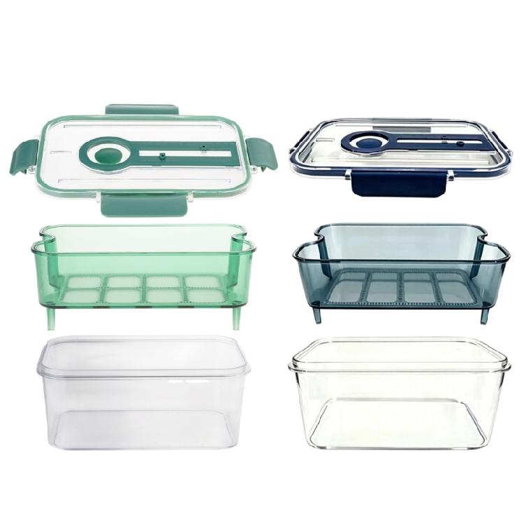 Fridge Storage Box with Draining Basket, Locking Lid Food Container for Fruit and Vegetable Storage in Refrigerators