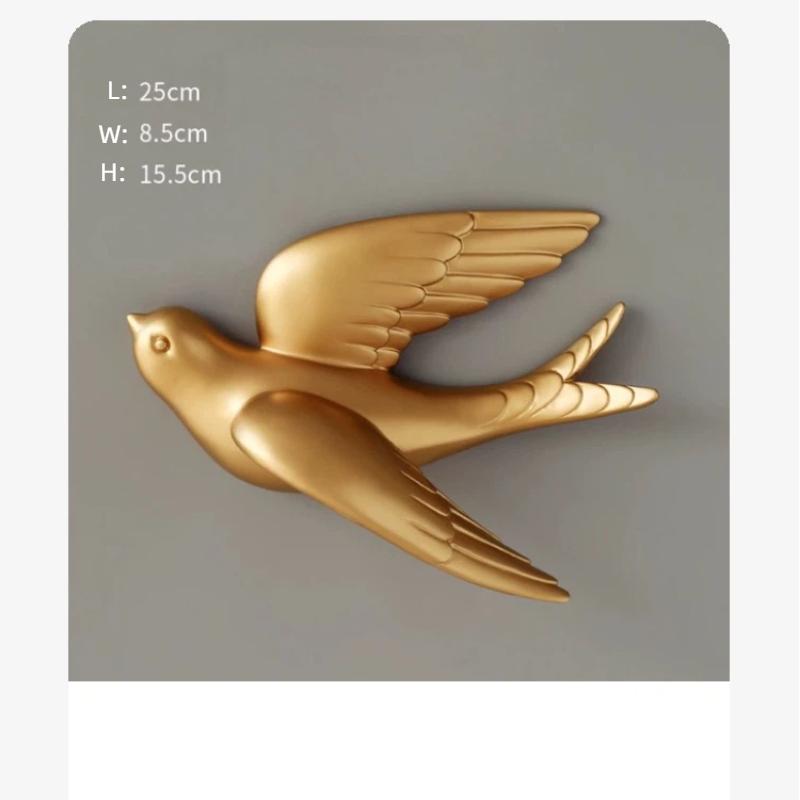 3D Resin Bird Wall Decor, No-Drill Hanging Decorative Birds for Home Wall Art