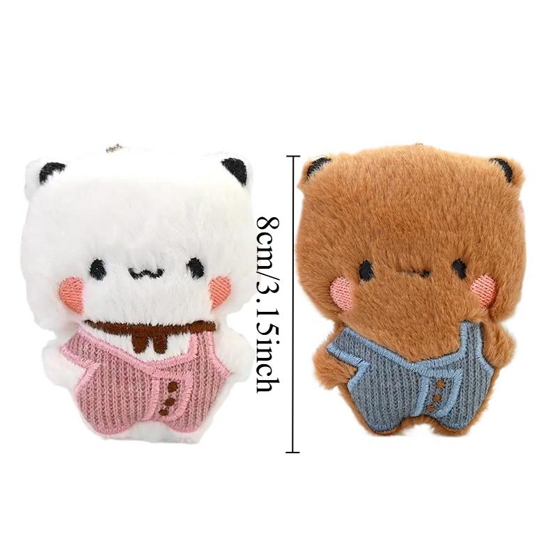 Portachiavi Peluche Bubu Dudu Salopette Carine Bambola Panda Ciondolo per Borsa Kawaii Giocattolo Animale Cartone Animato Cose Carine Regalo di San Valentino